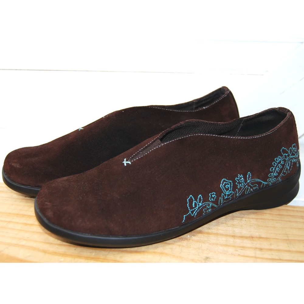 Women's Ballet Flats Size‎ 8.5 Aetrex slip-on Shoes Maggie Brown Suede Leather